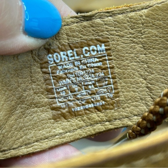 Sorel Joanie II Camel Brown Leather Lace Wedge Sandals Size 10 Summer Comfort - Picture 15 of 15